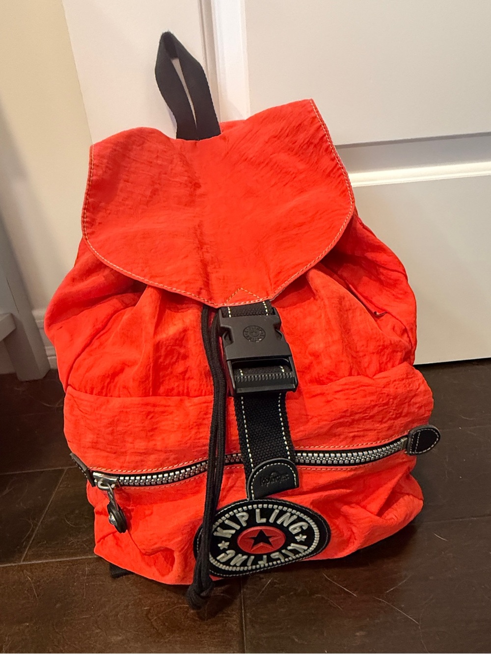 Vintage 90s Kipling Private Transport  Orange Backpack Rare Y2K 🍊